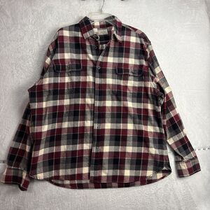 Jachs Mens Flannel Red and Black Plaid Long Sleeve 2XL